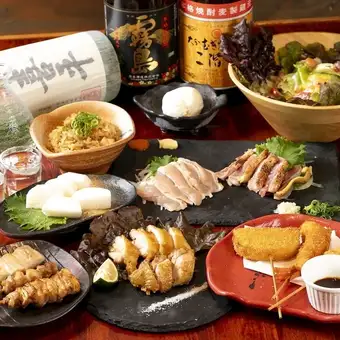 ちょっと贅沢に！【6,000円コース】<2H飲み放題付>炭火焼き鳥三種盛や阿波尾鶏炭火焼など 全12品