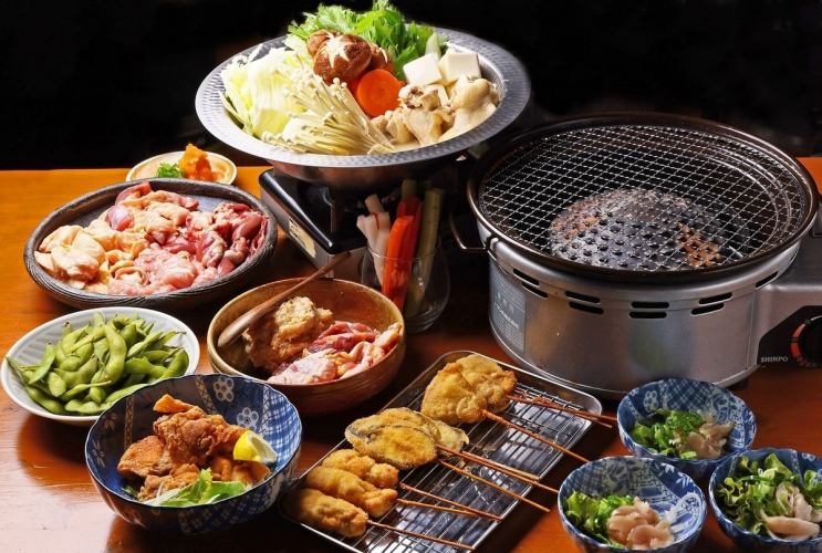 【日曜、平日限定】【2H飲放付】鶏焼肉&特製水炊きコース全9品　串揚げ　ラーメンなど