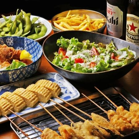 Same-day reservations accepted! [2-hour all-you-can-drink included] Izakaya menu course with 8 dishes including skewers, ramen, etc.