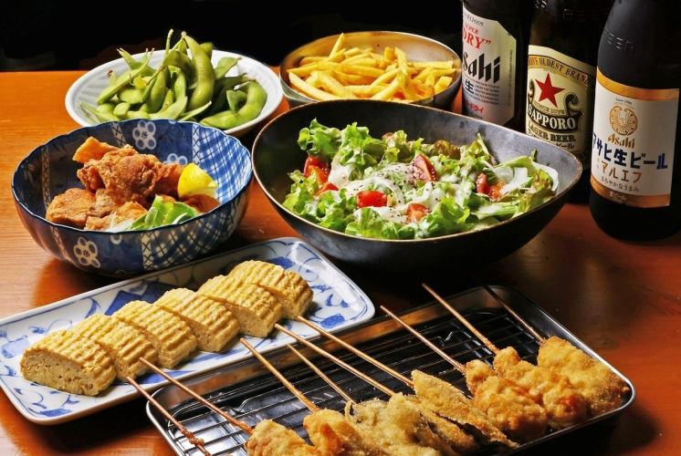 Same-day reservations accepted! [2-hour all-you-can-drink included] Izakaya menu course with 8 dishes including skewers, ramen, etc.