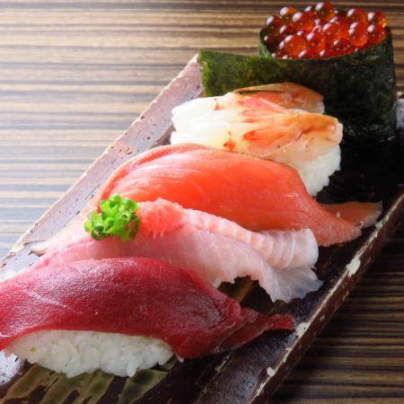 Nigiri sushi and sashimi course ★ 120 minutes all-you-can-drink for 4,400 yen *Sundays to Thursdays only, 60 minutes extension available for +1,000 yen