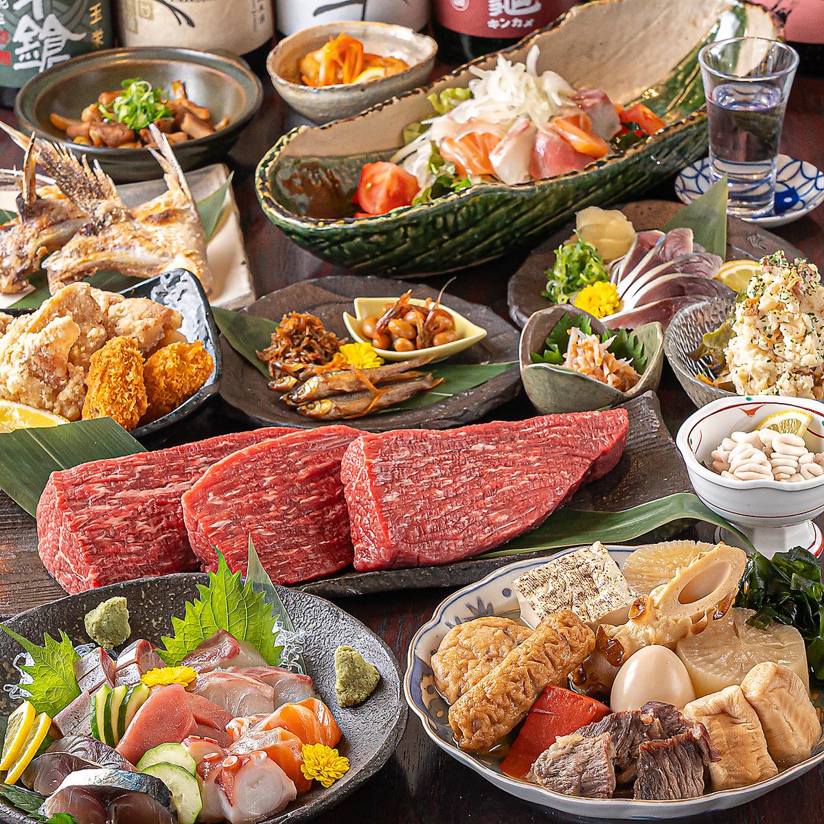 旬の食材から定番の人気メニューが詰まった飲み放題付きコース♪