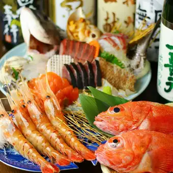≪キンキの原始焼きとボタンエビ付きお刺身盛り合わせコース≫クラシック付き飲み放題