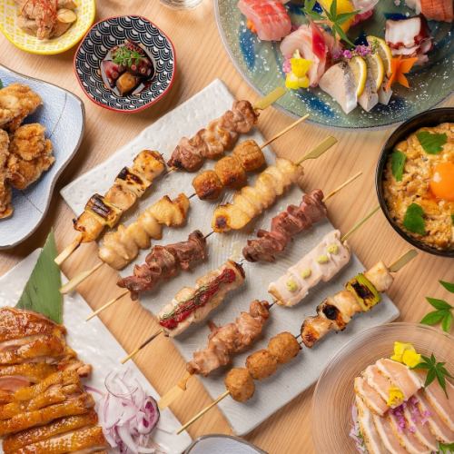 【生ビール付き6,000円名古屋名物コース】地鶏づくし!8品+2h飲み放題付き★歓迎会、送別会