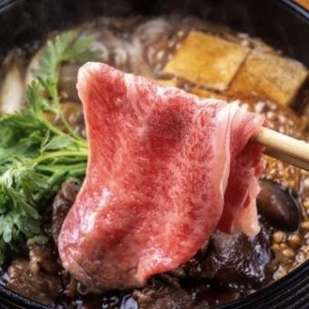 和牛霜降すき焼き食べ飲み放題♪2時間！和牛霜降りサーロインをすき焼き！8980円→7980円