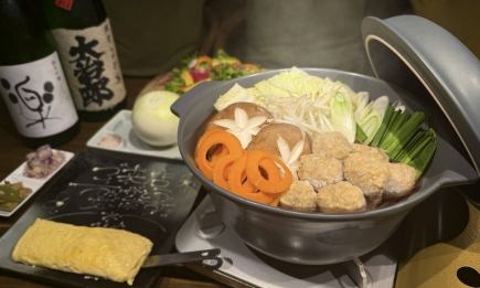 三種類から味が選べる！【自家製鶏つくね鍋コース】★飲み放題付き★6,380円！《ご予約承り中》