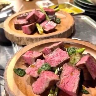 Charbroiled Japanese Black Beef Rump with Truffle Potatoes and Salad