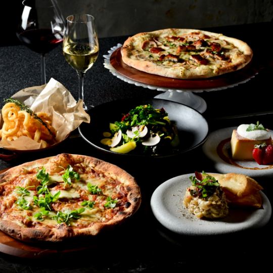 Pizza Course | Oven-baked double pizza! Margherita + choice of one + salad and dessert (120 minutes of all-you-can-drink included)