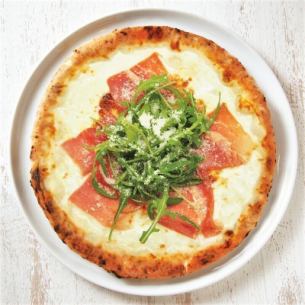 Spanish prosciutto and white miso pizza