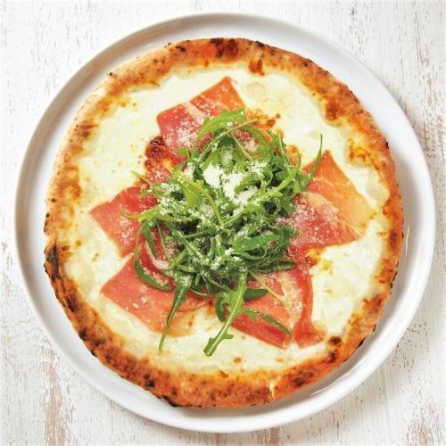 Spanish prosciutto and white miso pizza