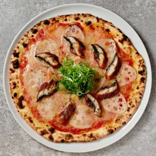 Eel, lotus root and sansho pepper pizza