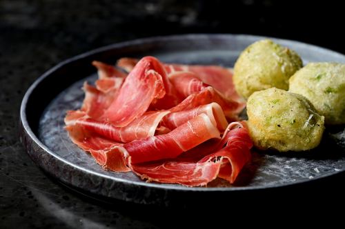 Spanish Prosciutto and Green Laver Zeppole
