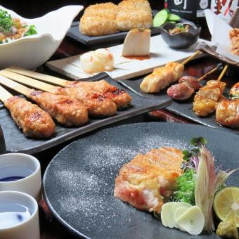 Recommended for welcome and farewell parties! [All-you-can-drink included] Exquisite local chicken tataki and carefully selected skewer course, 7 dishes total, 5,500 yen (tax included)