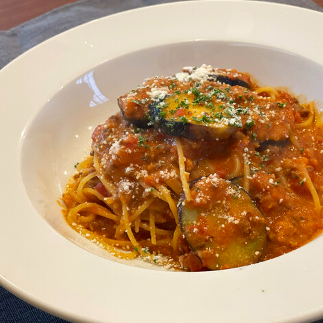 Bolognese and eggplant