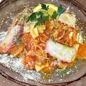 タコときのことツナの冷製トマトパスタ