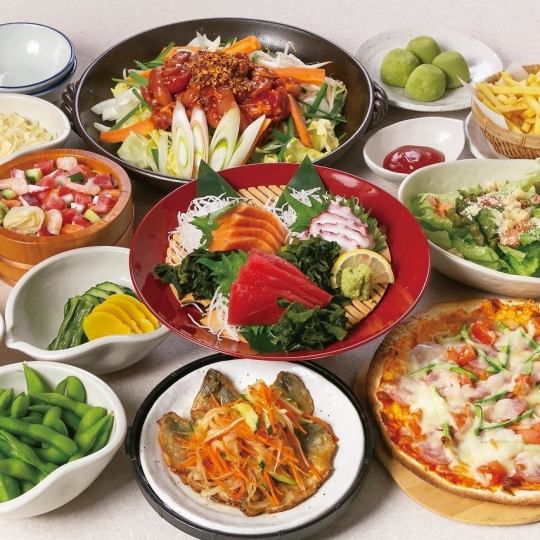 [可選擇陶瓷燒烤]花套餐+2小時無限暢飲◆10道菜品◆4500日圓