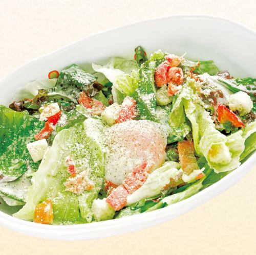 Caesar salad with soft-boiled egg