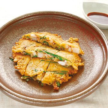 Seafood pancake with plenty of ingredients