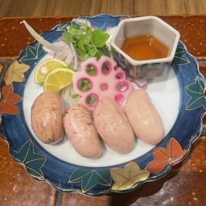 大和肉鶏白子の炭焼き すだち酢で