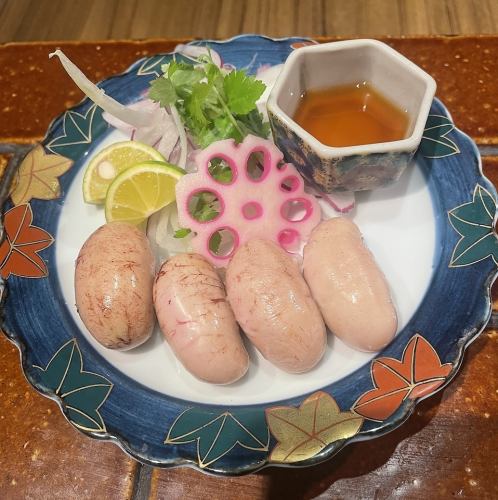 大和肉鶏白子の炭焼き すだち酢で