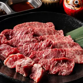 【达摩套餐】仅限食物 - 经典的 11 道菜套餐，包含我们著名的无限量葱油猪舌和达摩排骨，价格为 3950 日元（含税）。