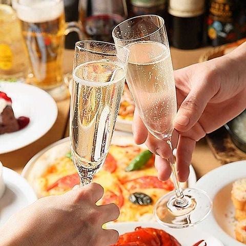 単品飲み放題でも60種類以上が飲み放題に♪スパークリングもぜひ