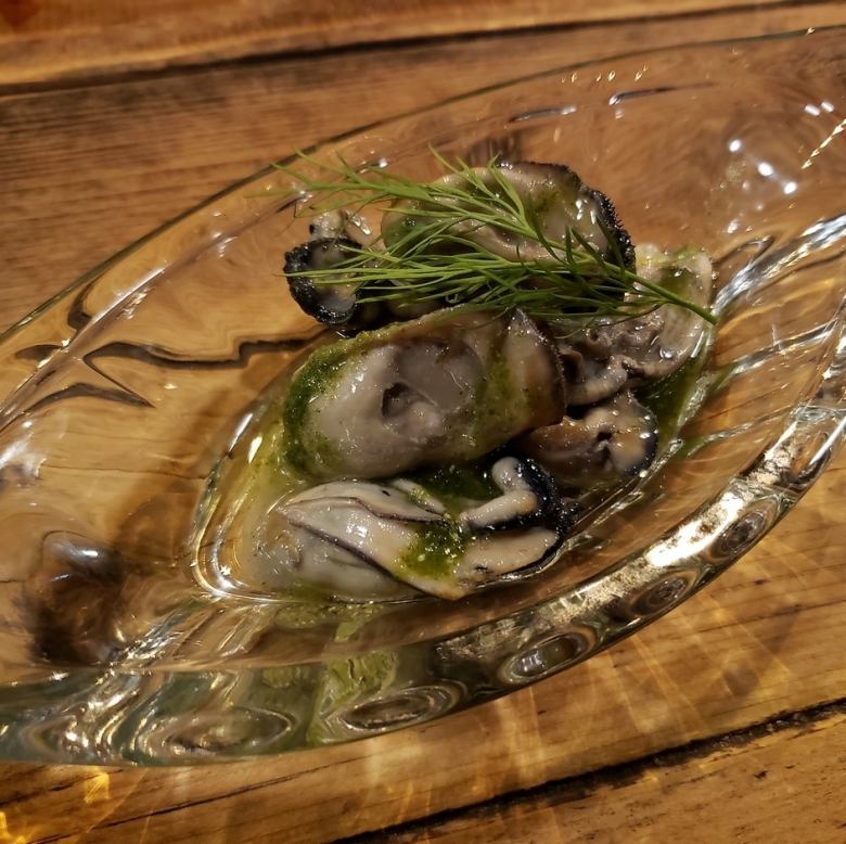 Oysters pickled in oil with Japanese pepper