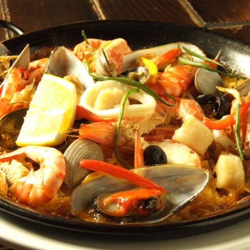 Most popular♪ Spanish course with paella (120 minutes all-you-can-drink included)】 4500→4000 yen