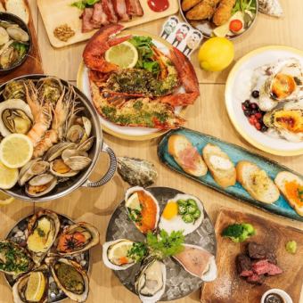 【海鲜和肉类的享受】当日OK！生牡蛎或生鱼片拼盘/炭烤裙边牛排等5种3,500日元（含税）