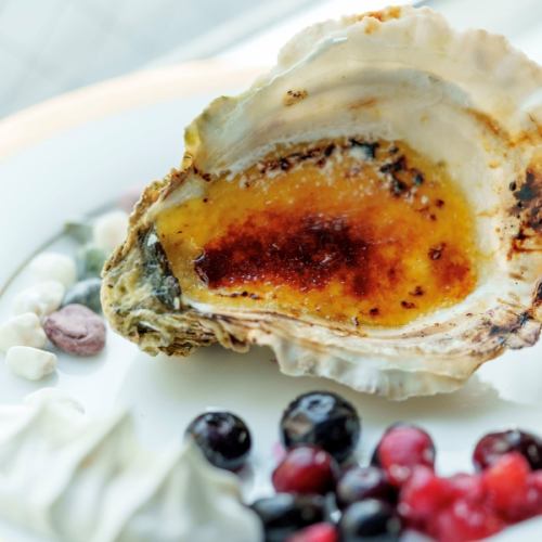 Homemade oyster shell brulee