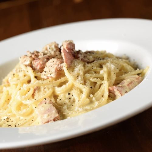 Carbonara with thick cut bacon