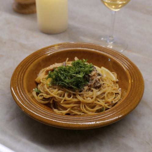 サバときのこ炒めのパスタ