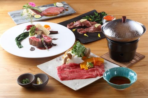 A variety of excellent Japanese Black beef dishes