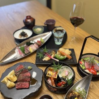 KAJIYA套餐【享用梶屋牛肉和時令鮮魚】+無限暢飲 90分鐘