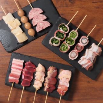 〈忘年会人気No. 1〉焼とり6種や博多名物ゴマサバなど自慢の料理8品+2時間飲み放題 6000円(税込)