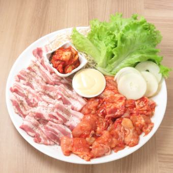 【カジュアルBBQコース】アジアン黄金ペアチーズダッカルビ&サムギョプサル