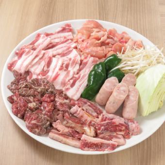 【カジュアルBBQコース】ハワイアン南国コンボ！ハラミ＆カルビ＆チキン