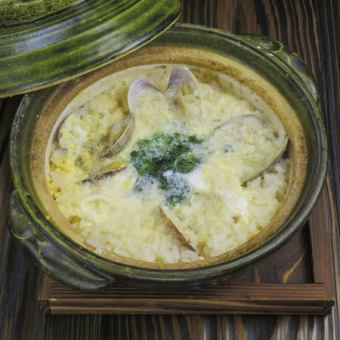 Rice porridge with clams and green laver