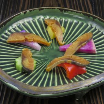 Heshiko: pickled mackerel in rice bran