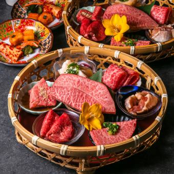 【花籠御膳・雅】黒毛和牛上ランク/上タン塩/博多地鶏 等 3500円(税込)+1000円で飲み放題可能◎