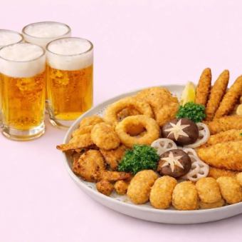 揚げ物盛り合わせ＋サッポロビール 2杯 中