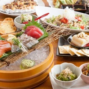 [特選！90分飲み放題付]合鴨さっぱりロースト＆まぐろレアステーキ等11品コース5500円
