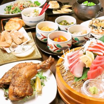 [Popular! 120 minutes all-you-can-drink included] 10-course course including 4 types of obanzai & Zangi-style fried chicken, etc. 4,500 yen