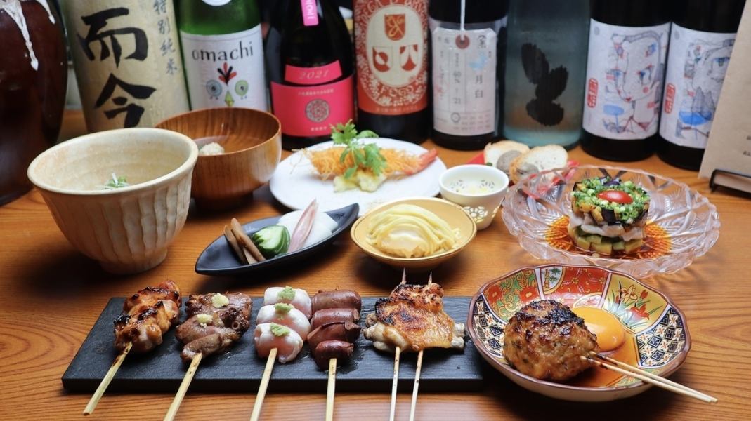 Daisen Chicken Omakase Course (apéritif + 7 charcoal-grilled dishes + 5 1-item dishes + tanrei soy sauce ramen + dessert) 3,800 yen