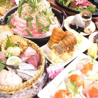 10 types of local sake available for 2 hours [All-you-can-drink] [Hana Temari Course] 6 types of sashimi + Tai Shabu, Temari Sushi...6500 → 6000 yen