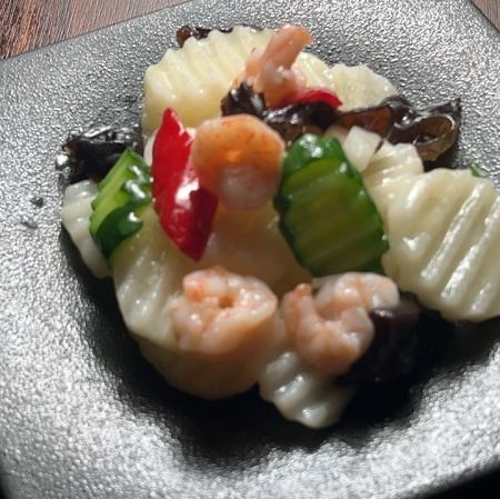 エビと長芋とキクラゲのさっぱり炒め