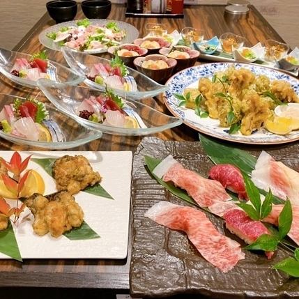 [Most popular!] Recommended course 6,600 yen ★ All-you-can-drink for 2 hours ★ Miyazaki beef ★ Sashimi ★ Duck ★ Sushi, etc.