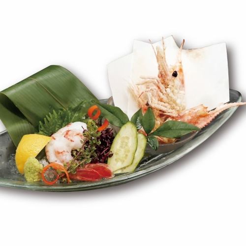 Button shrimp sashimi