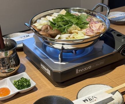 鍋付き焼き鳥コース(2時間飲み放題付き)6000円(税込)