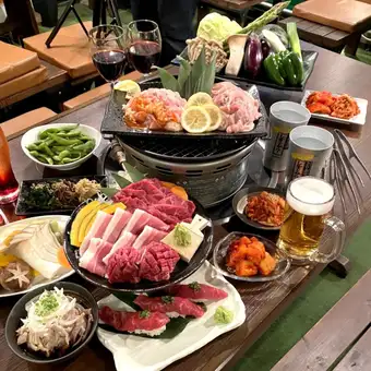 店内でもテラス席も可！【120分飲み放題付】暑気払いにも！独眼牛の厳選焼肉コース5000円(税込)